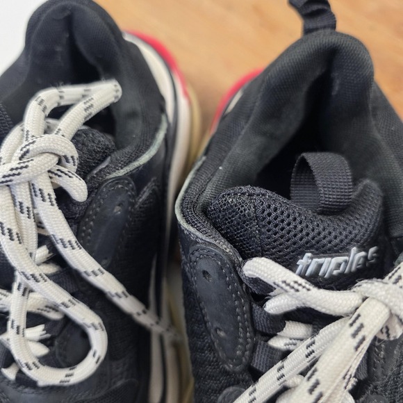 Balenciaga Triple S Shoes Womens Size 6 Black Leather Chunky Sneakers 524037 - Picture 14 of 16